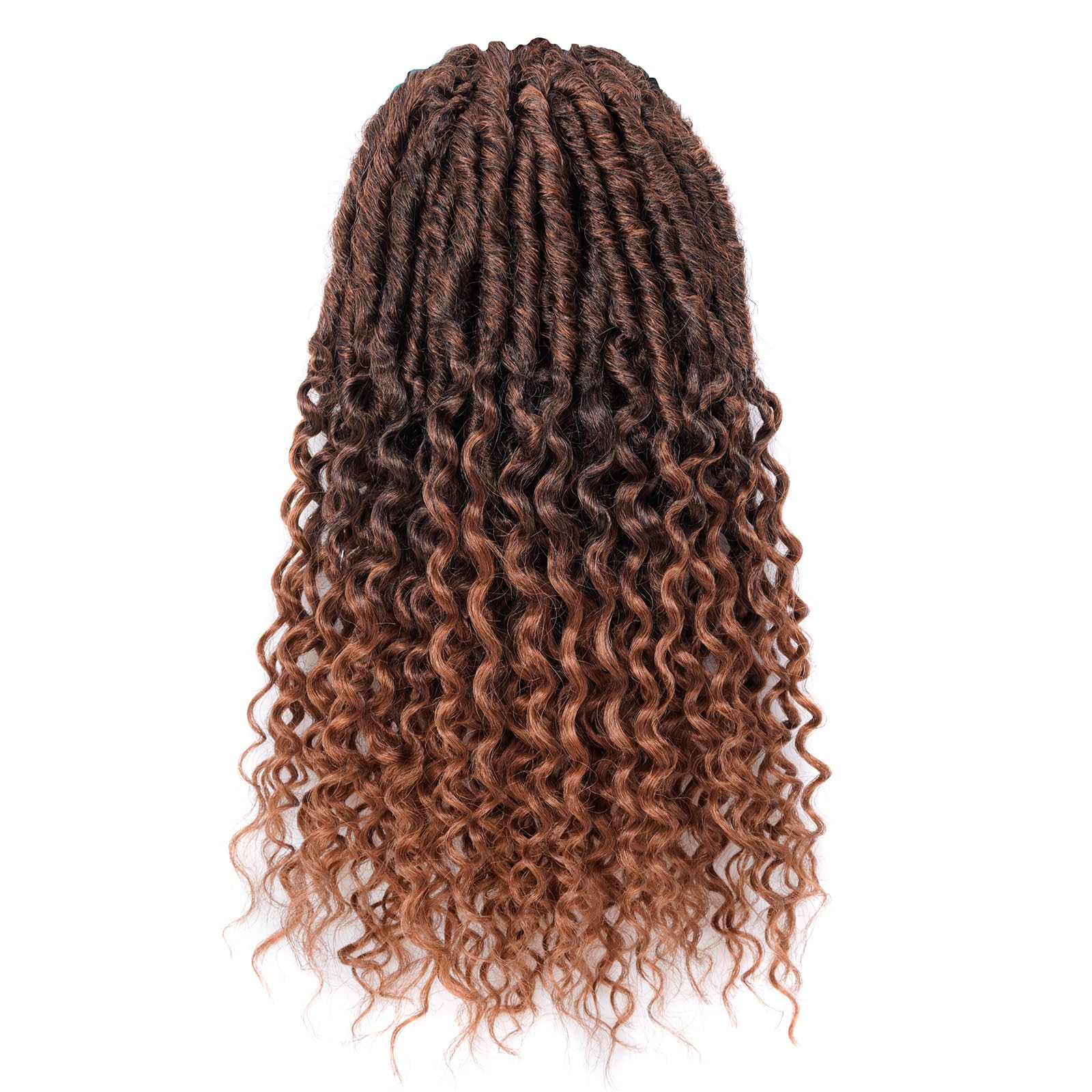 ( US ONLY) FAST SHIPPING DTL | Toyotress Deep Wave Locs Crochet Hair - Curly Faux Locs Crochet Hair, Ombre Brown Ocean Wave Locs Pre-Looped Short Soft Locs Braiding Hair