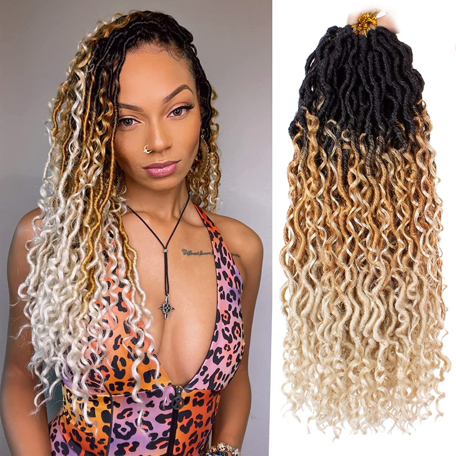 Toceana Goddess Locs Crochet Hair Faux Locs Crochet Braids Curly Ends Synthetic Braiding Hair Extensions