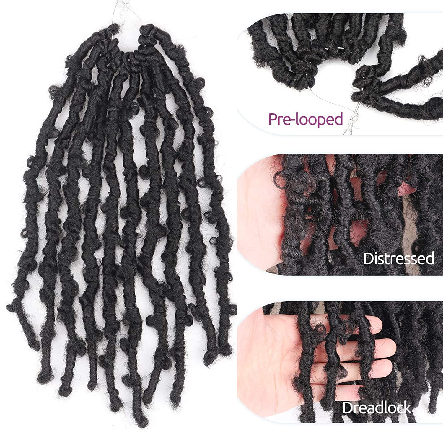 ( US ONLY) FAST SHIPPING DBL | Toyotress Butterfly Locs Crochet Hair Pre-twisted Distressed Crochet Braids, Faux Locs Pre-looped Synthetic Braiding Hair Extensions