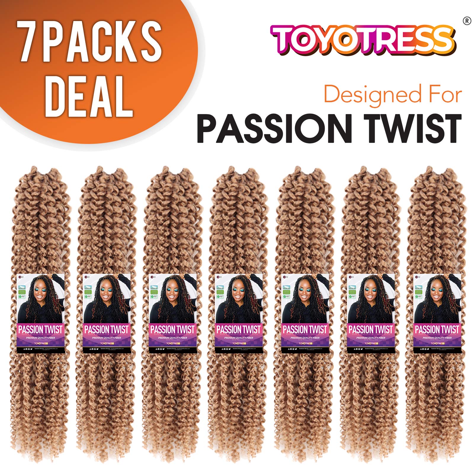 Facebook Group Benefit | TOYOTRESS Water Wave Passion Twist Hair 6/7 Packs - Ombre Orange Water Wave Crochet Braids Synthetic Braiding Hair Extensions