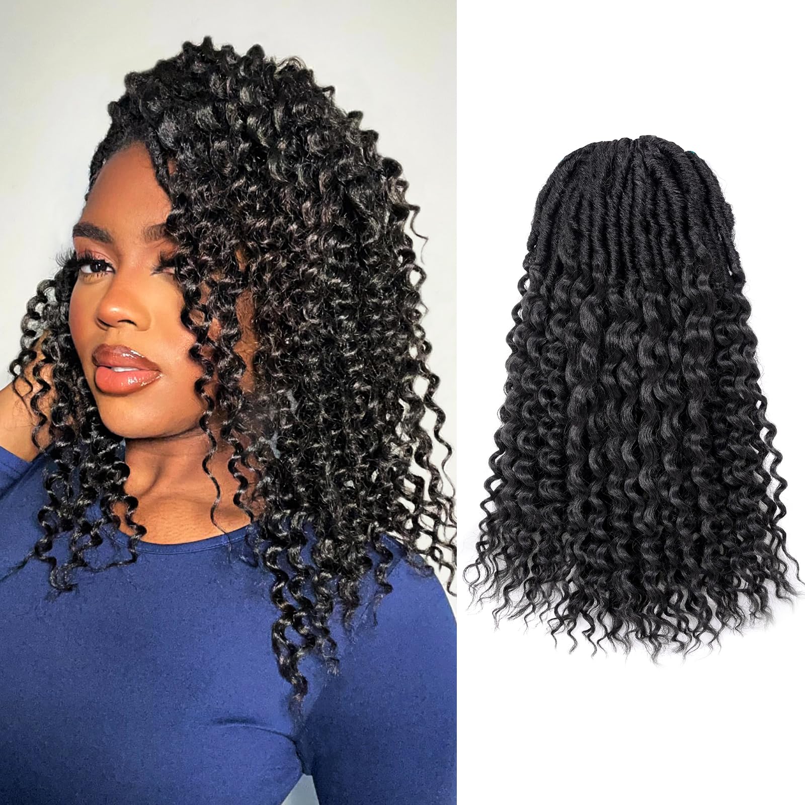 ( US ONLY) FAST SHIPPING DTL | Toyotress Deep Wave Locs Crochet Hair - Curly Faux Locs Crochet Hair, Ombre Brown Ocean Wave Locs Pre-Looped Short Soft Locs Braiding Hair