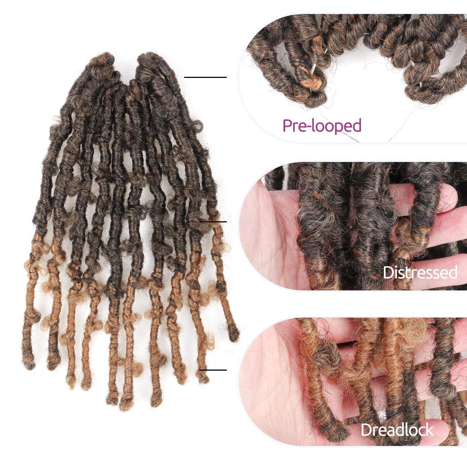 ( US ONLY) FAST SHIPPING DBL | Toyotress Butterfly Locs Crochet Hair Pre-twisted Distressed Crochet Braids, Faux Locs Pre-looped Synthetic Braiding Hair Extensions