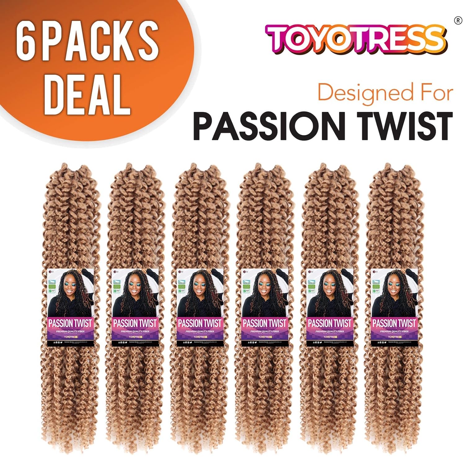 Facebook Group Benefit | TOYOTRESS Water Wave Passion Twist Hair 6/7 Packs - Ombre Orange Water Wave Crochet Braids Synthetic Braiding Hair Extensions