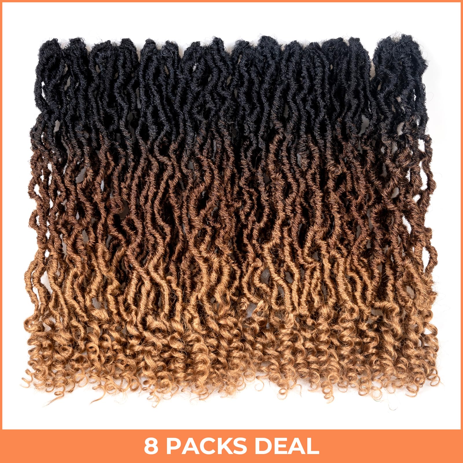 ( US ONLY) FAST SHIPPING PL | Toyotress Passion Faux Locs Crochet Hair Natural Faux Locs Crochet Hair Curly Ends, Short Bob Curly Locs Braids Pre-Looped Synthetic Braiding Hair Extensions