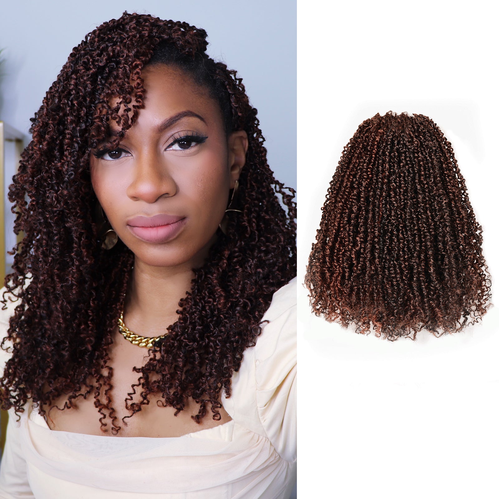 1 Pack Toyotress 6-16 Inch Yanky Twist | Pre Looped Mini Passion Twist Yanky Twist Braiding Hair with Curls Fluffy Marlybob Crochet Hair Pre Twisted Short Passion Twist Crochet Braids Synthetic Hair Extensions