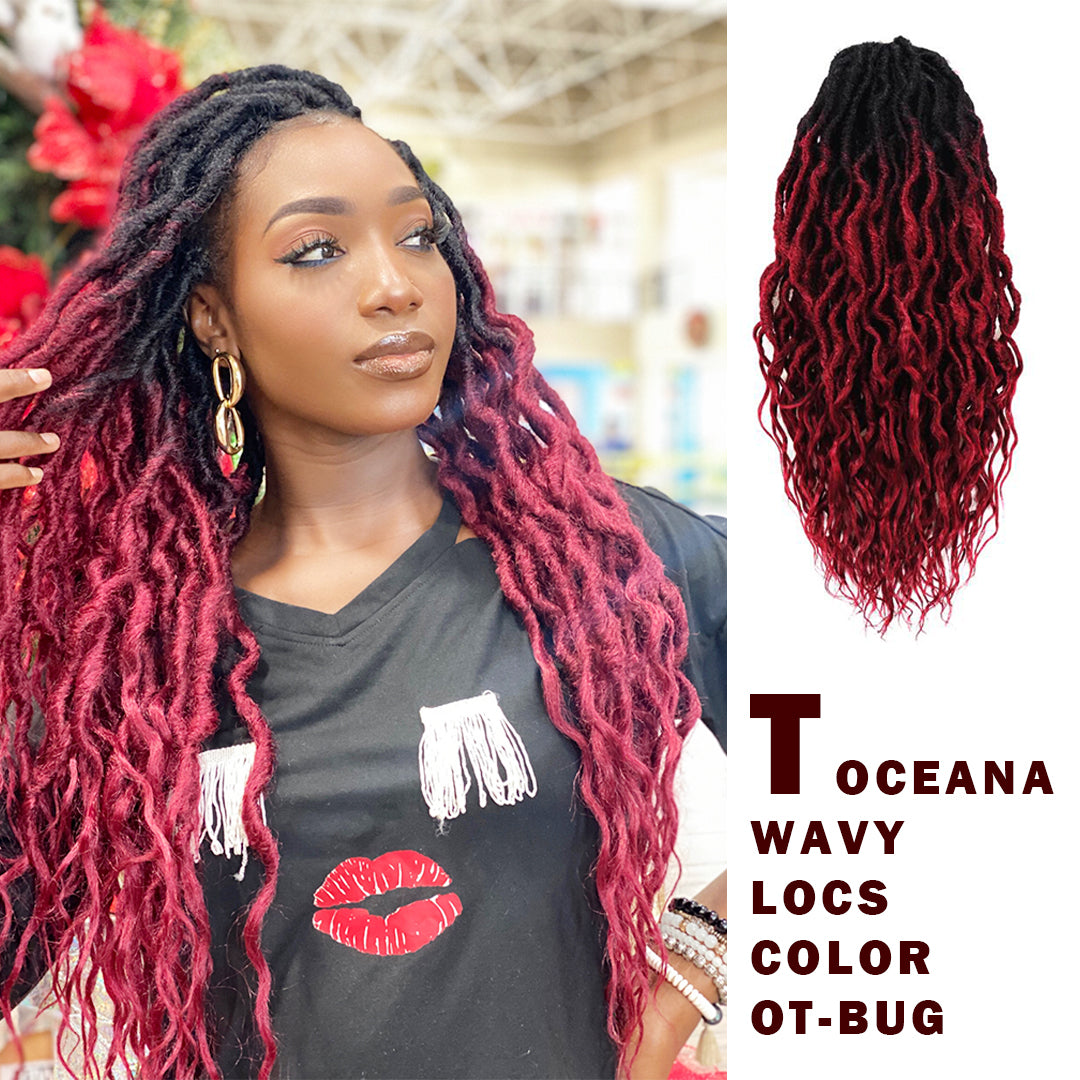 Clearance | Wavy Locs Crochet Hair 16-24 Inch 8 Packs | Pre-Looped, Handmade Crochet Synthetic Braiding Hair