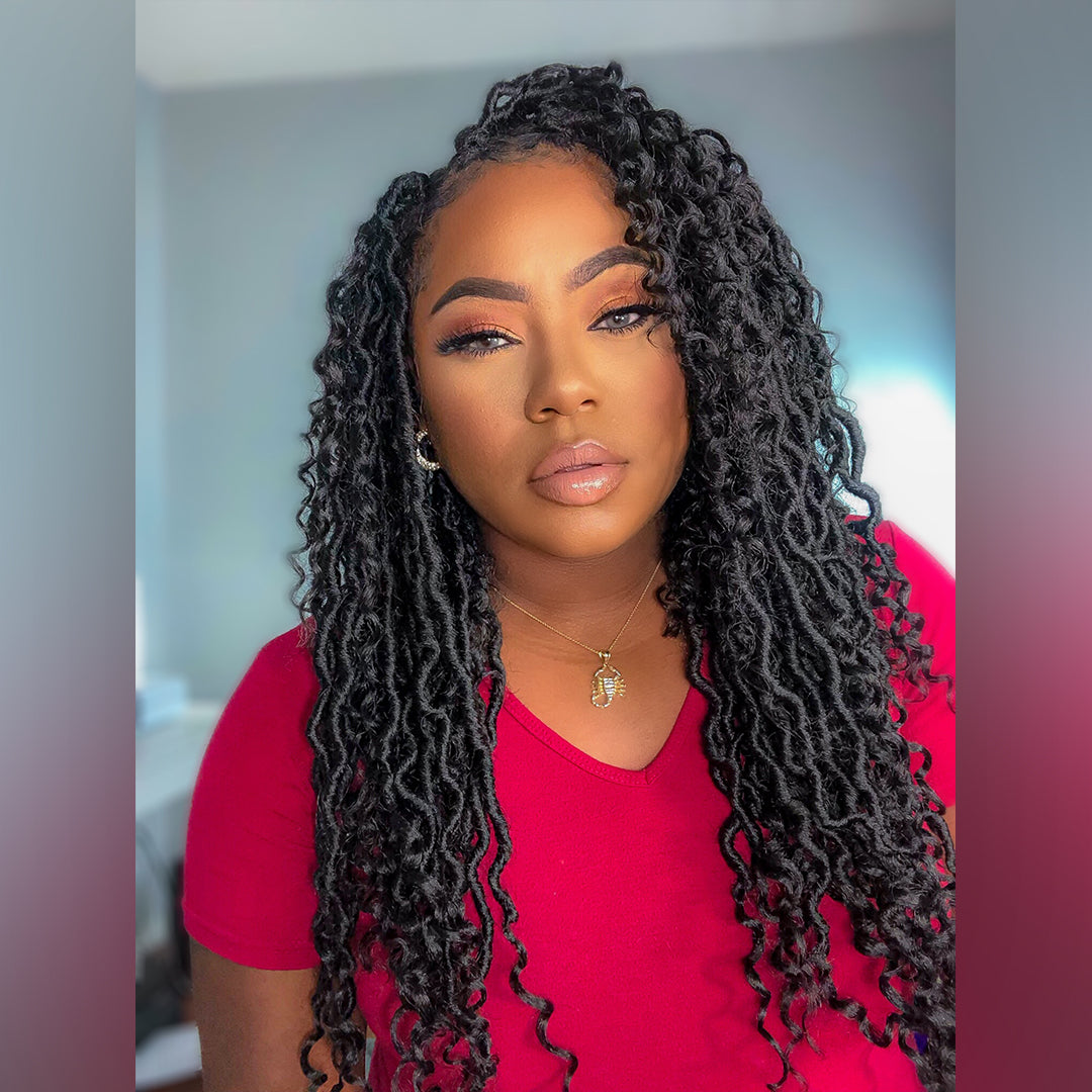 Toceana Goddess Locs Crochet Hair Faux Locs Crochet Braids Curly Ends Synthetic Braiding Hair Extensions