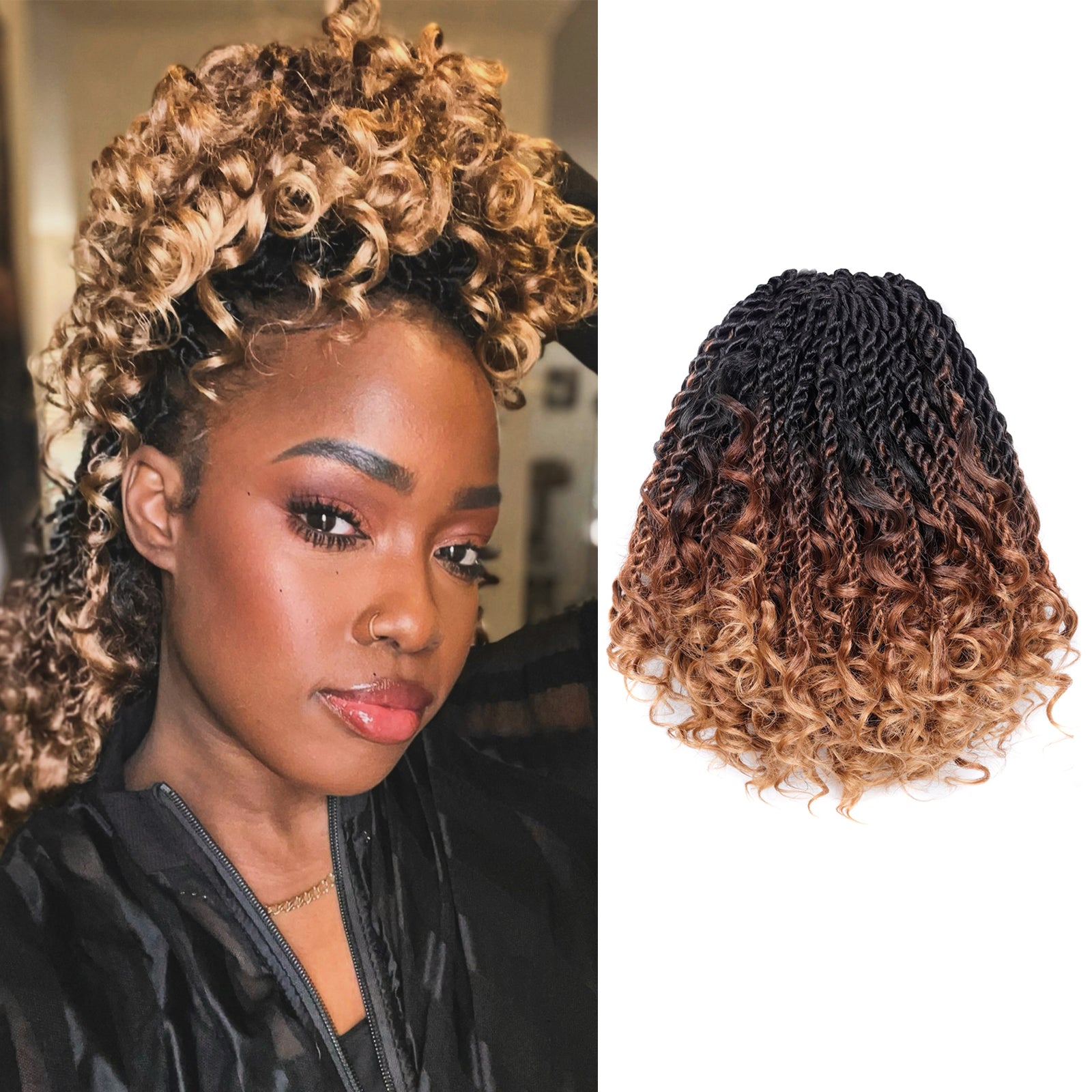 ( US ONLY) FAST SHIPPING ISLAND TWIST | ToyoTress Boho Island Twist Crochet Hair - 8 Packs Short Bob Ombre Brown Boho Havana Twist Crochet Braids Synthetic Braiding Hair