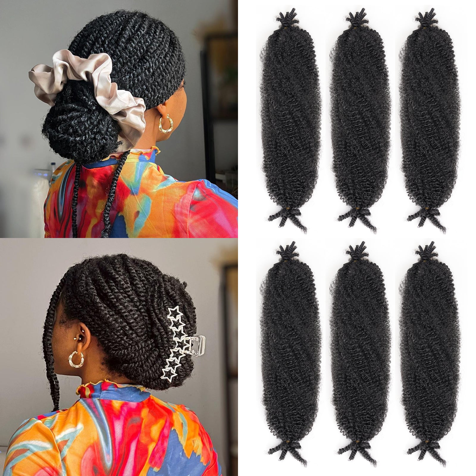 Facebook Group Benefit | Springy Afro Twist Hair 10-24 Inch 6 Packs | Pre-sectioned Afro Kinky Marley Twist Braiding Hair