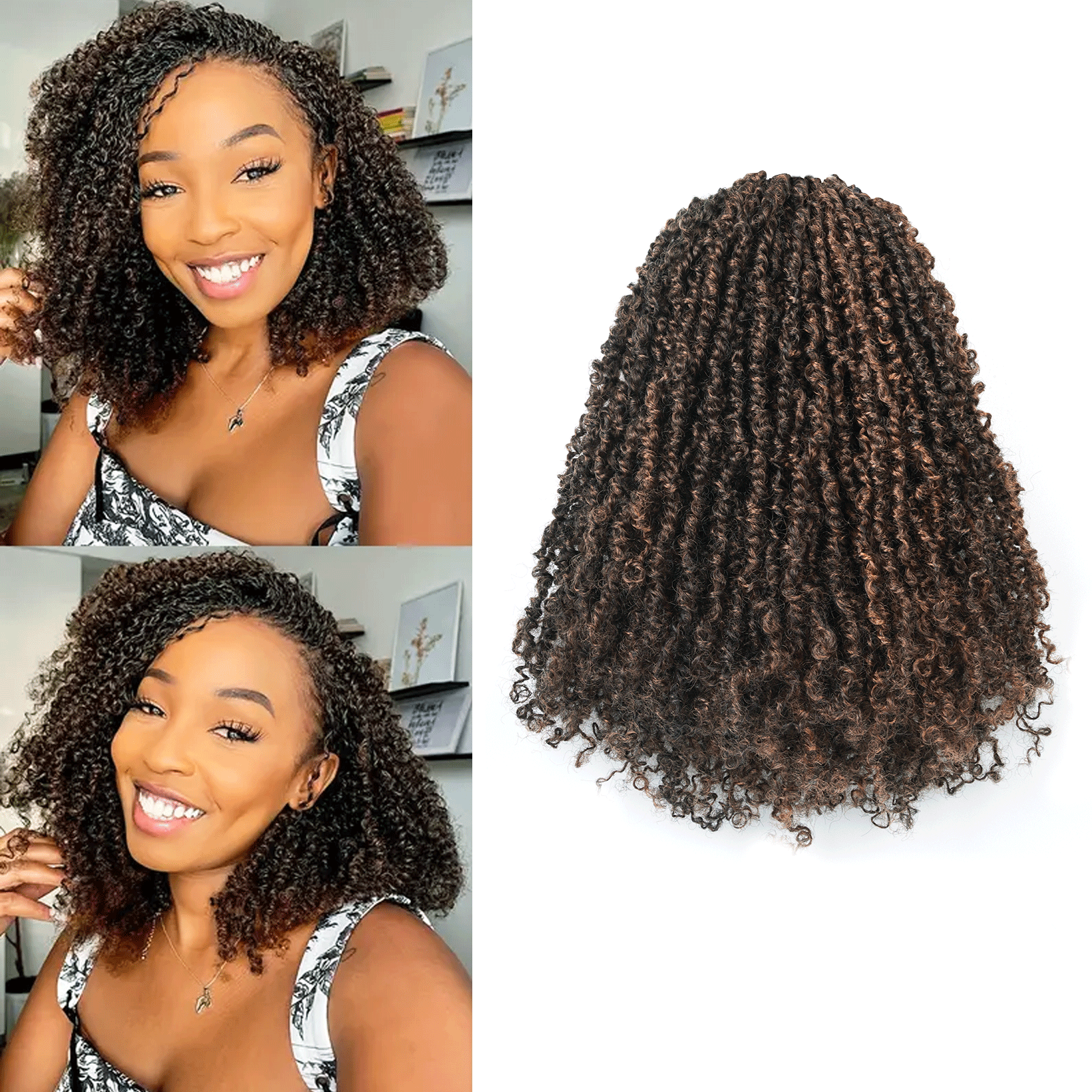 8 Packs Toyotress 6-18 Inch Yanky Twist | Yanky Twist Braiding Hair with Curls 8 Packs Fluffy Marlybob Crochet Hair Pre Twisted Short Passion Twist Crochet Braids Synthetic Hair Extensions for Women