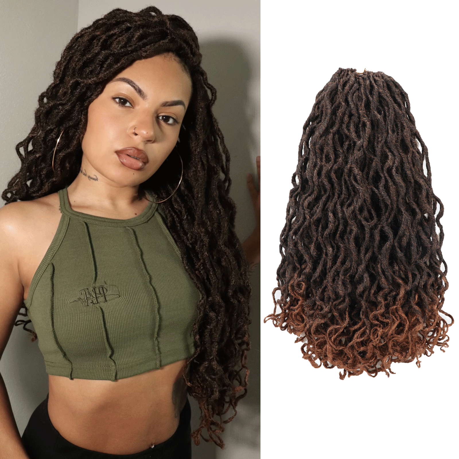 ToyoTress Toceana Curly Locs Crochet Hair - Pre-twisted Distressed Mermaid Crochet Braids Pre-looped Synthetic Braiding Hair Extensions