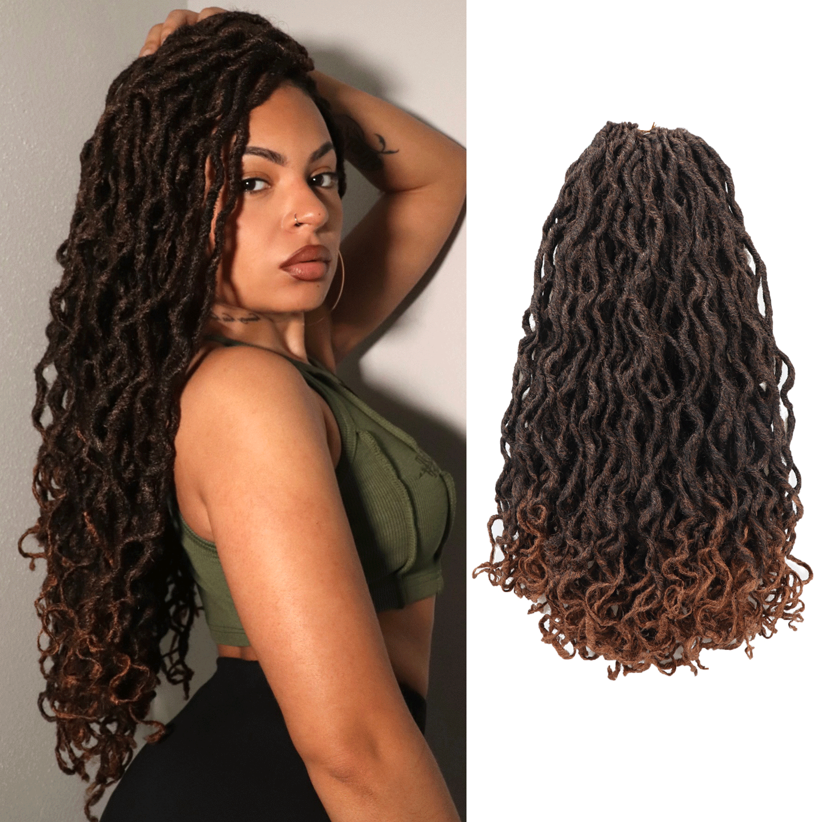 ToyoTress Toceana Curly Locs Crochet Hair - Pre-twisted Distressed Mermaid Crochet Braids Pre-looped Synthetic Braiding Hair Extensions