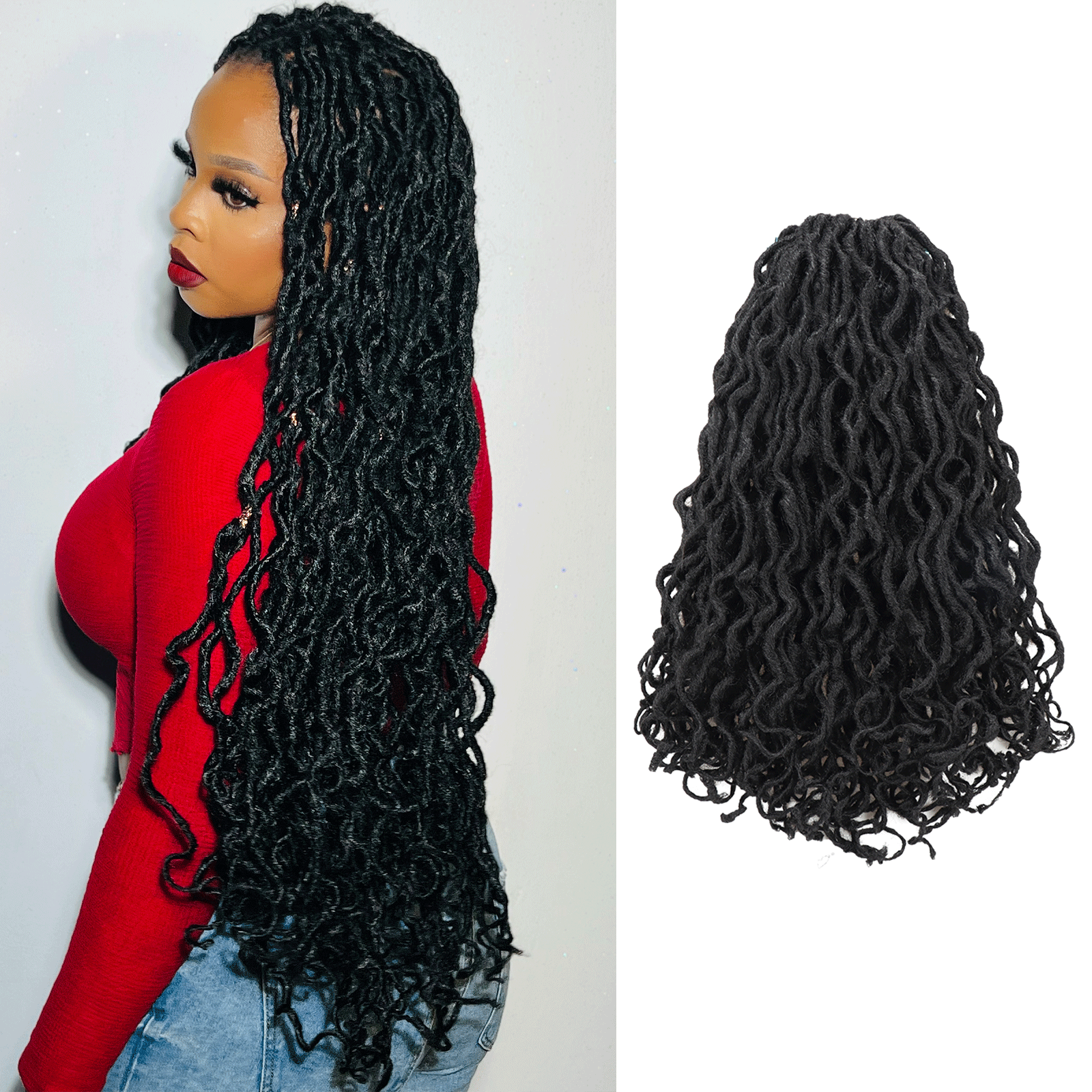 ToyoTress Toceana Curly Locs Crochet Hair - Pre-twisted Distressed Mermaid Crochet Braids Pre-looped Synthetic Braiding Hair Extensions