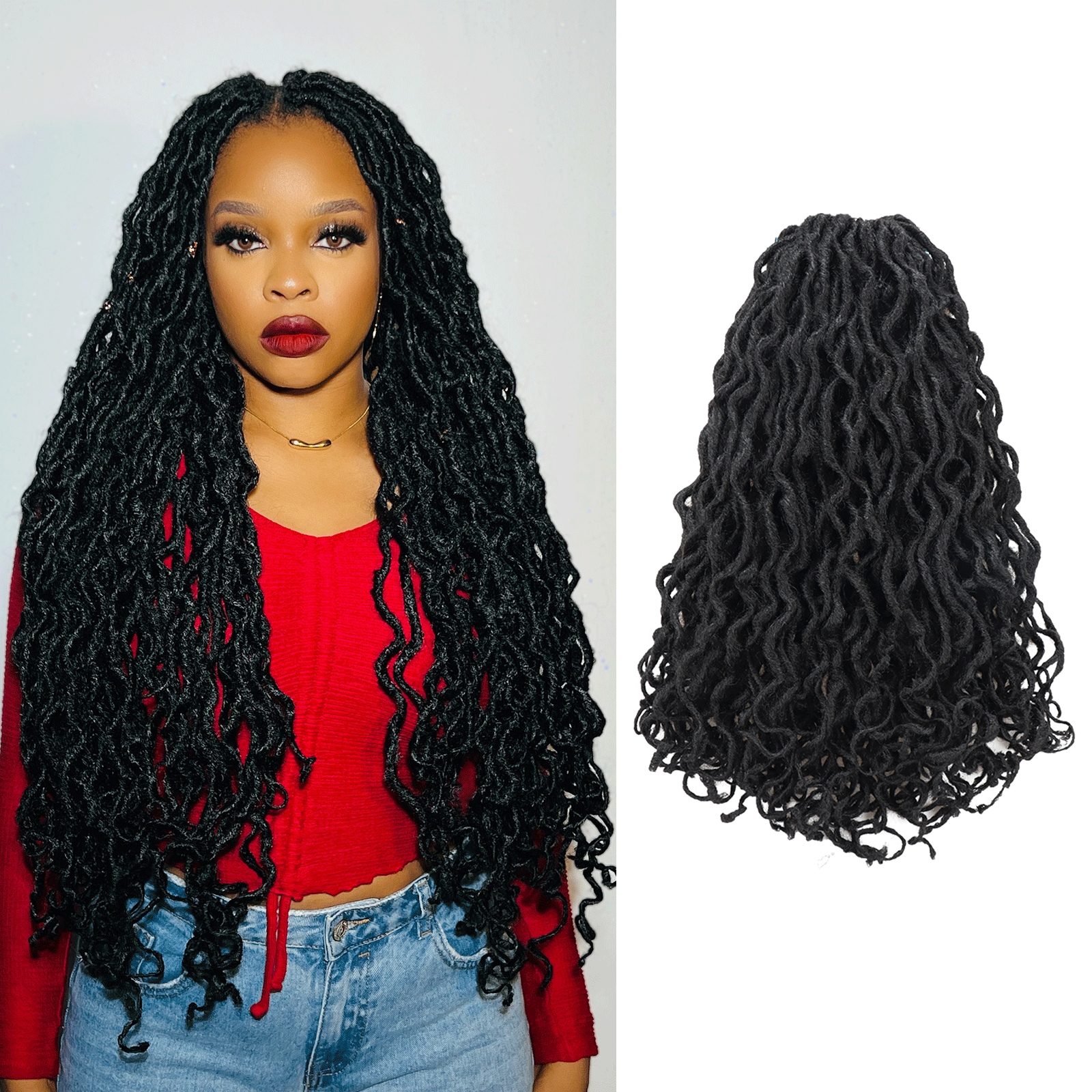 ToyoTress Toceana Curly Locs Crochet Hair - Pre-twisted Distressed Mermaid Crochet Braids Pre-looped Synthetic Braiding Hair Extensions