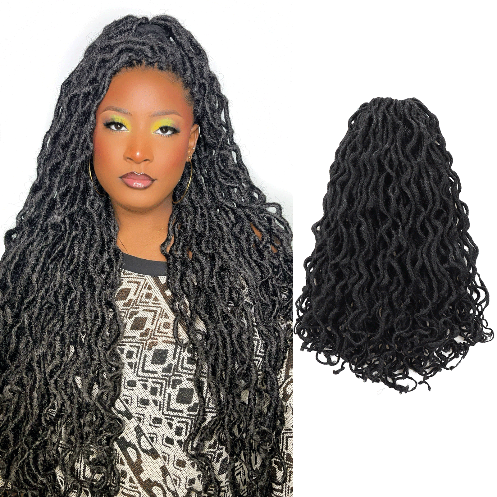 ToyoTress Toceana Curly Locs Crochet Hair - Pre-twisted Distressed Mermaid Crochet Braids Pre-looped Synthetic Braiding Hair Extensions