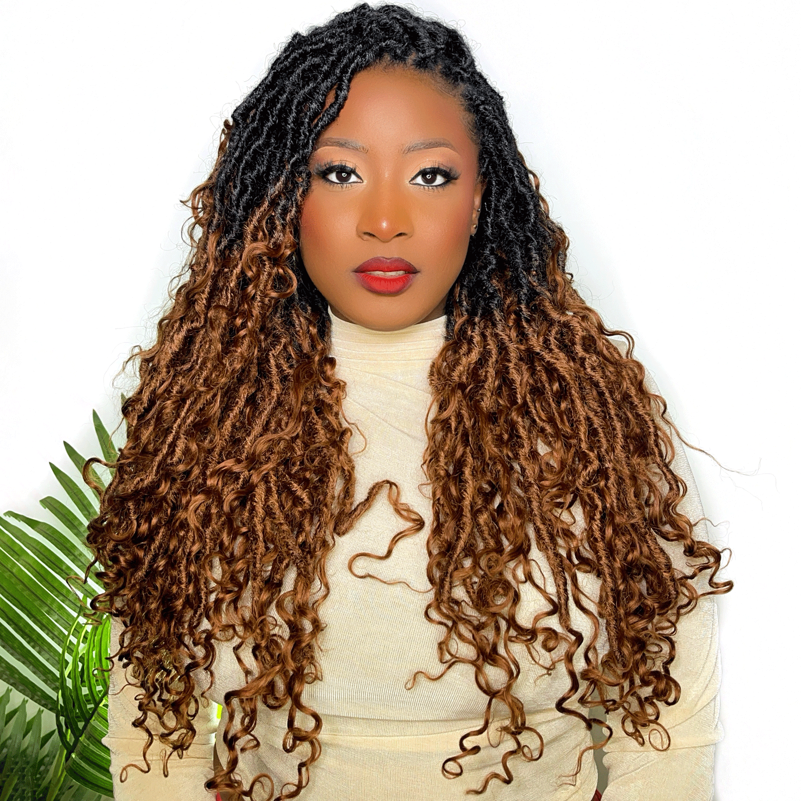 1 Pack HLocs | Toyotress Crochet Boho Locs Braiding Hair With Human Hair Curls Pre Looped Goddess Boho Dreadlocks Curly Full Ends Hair Extensions