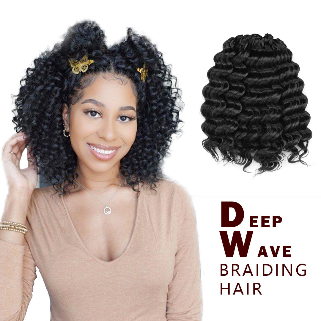 Clearance | Deep Wave Crochet Hair 10-14 Inch 8 Packs | Pre-Looped Wavy Curly Crochet Synthetic Hair