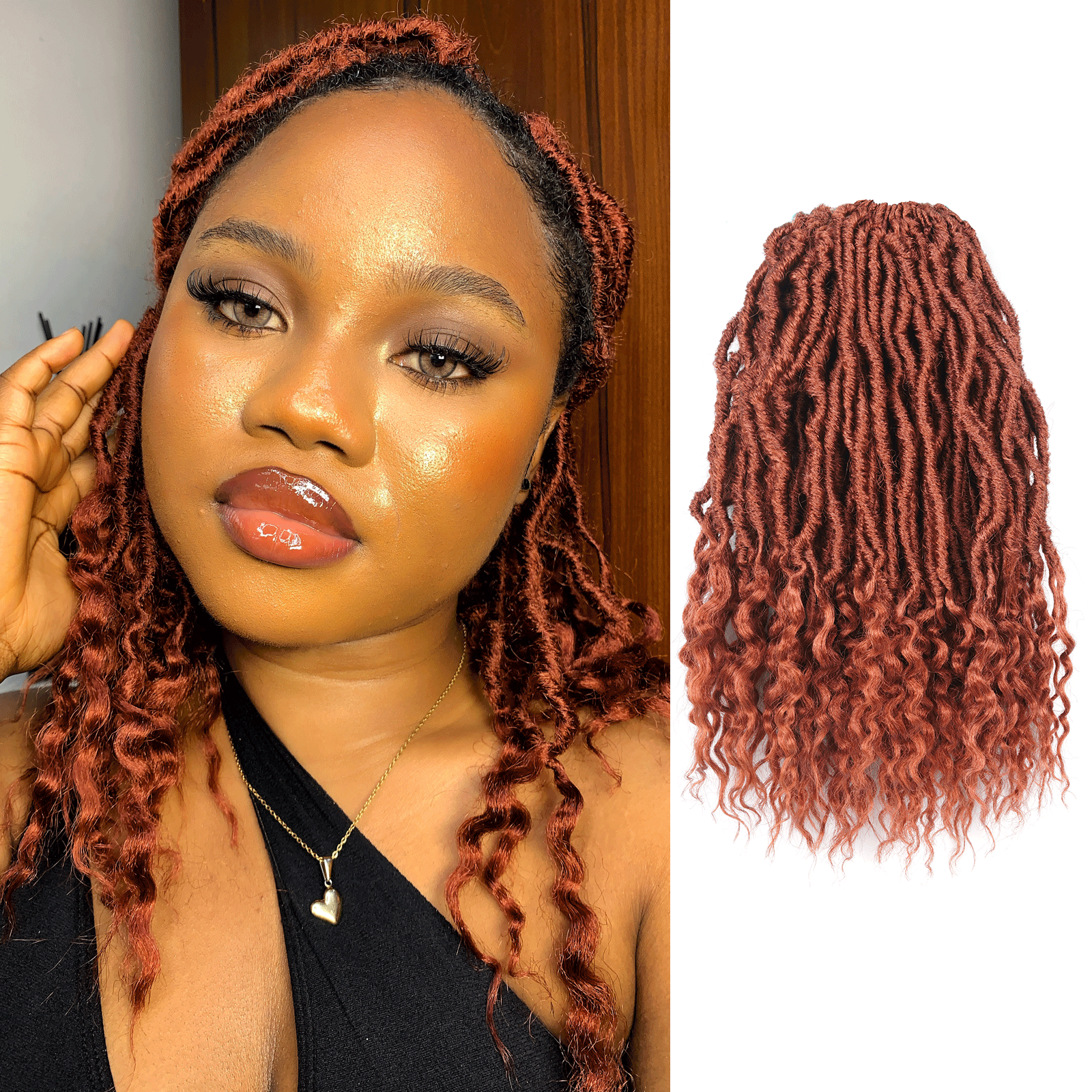 Toyotress Faux Locs With Curly Ends 12-36 Inch 8 Packs | Goddess Locs Crochet Hair Curly Faux Locs Crochet Hair Wavy Nu Locs with Curly Ends Synthetic Braiding Hair