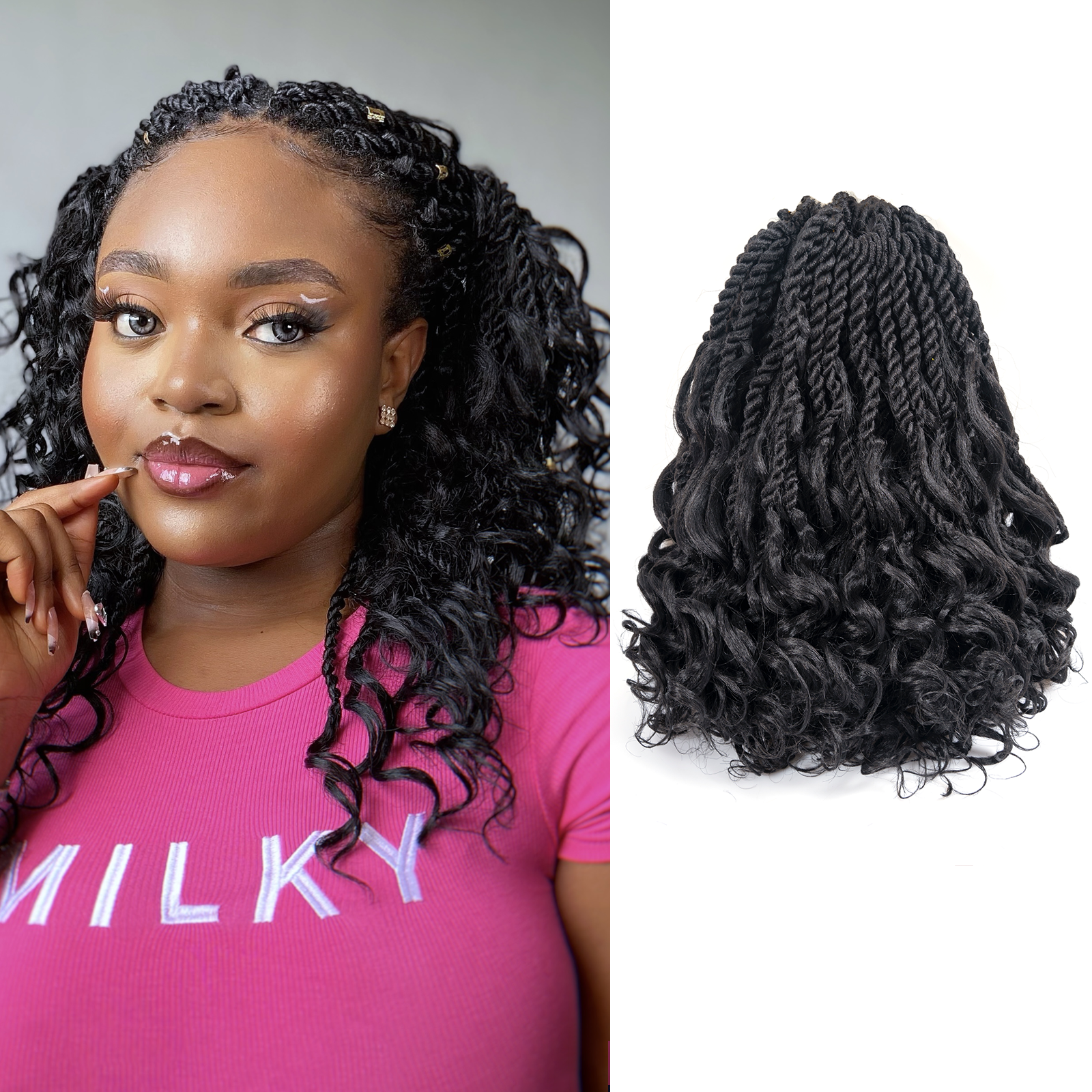 Toyotress Unique Boho Island Twist with Curls Crochet Hair 1 Pack | Crochet Senegalese Twist Pre Looped Senegalese Twist Braiding Hair Wth Curly Ends Crochet for women