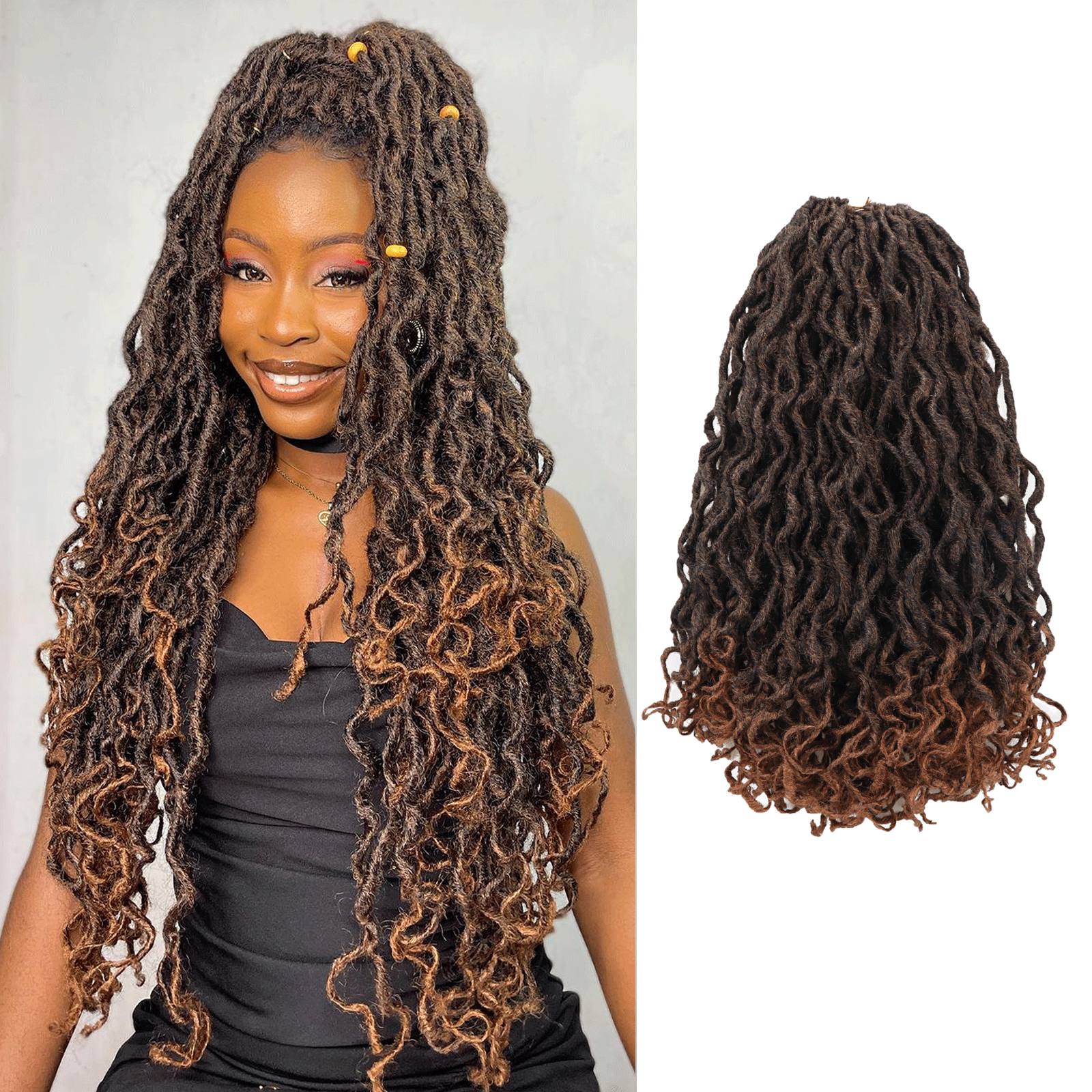 ToyoTress Toceana Curly Locs Crochet Hair - Pre-twisted Distressed Mermaid Crochet Braids Pre-looped Synthetic Braiding Hair Extensions