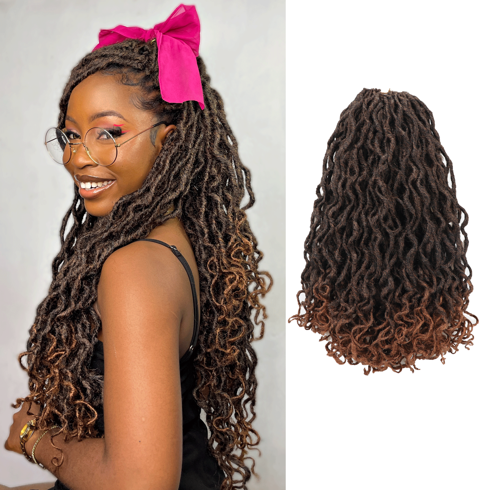 ToyoTress Toceana Curly Locs Crochet Hair - Pre-twisted Distressed Mermaid Crochet Braids Pre-looped Synthetic Braiding Hair Extensions