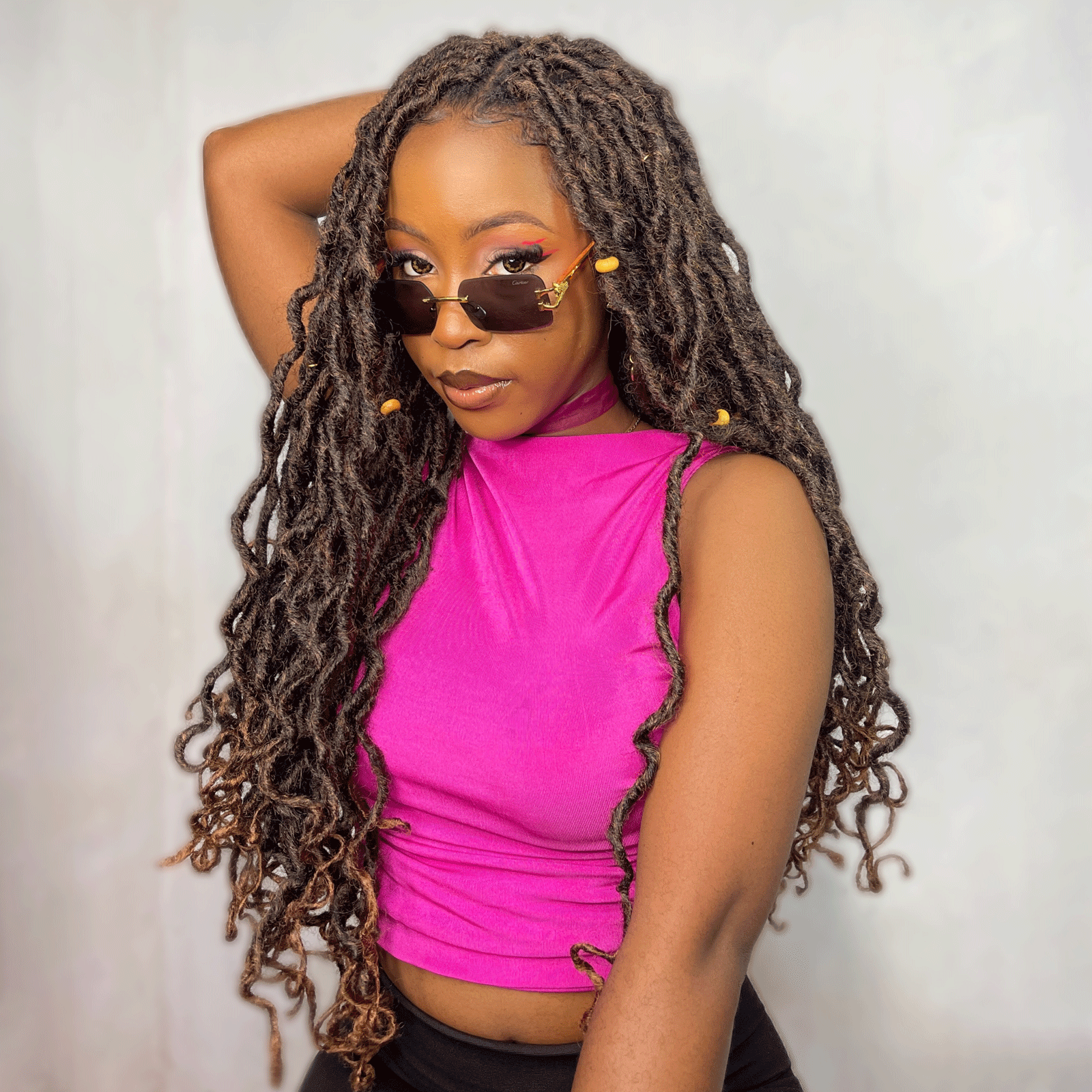 ToyoTress Toceana Curly Locs Crochet Hair - Pre-twisted Distressed Mermaid Crochet Braids Pre-looped Synthetic Braiding Hair Extensions