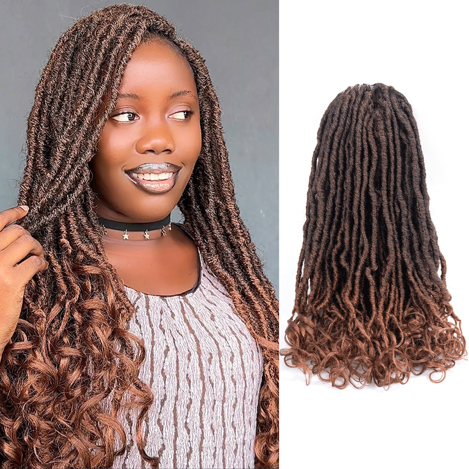 8 Packs Toyotress Unique French Curl Locs Crochet | Crochet French Locs With Curly Ends Crochet Hair Pre Looped French Curl Braiding Hair for Women