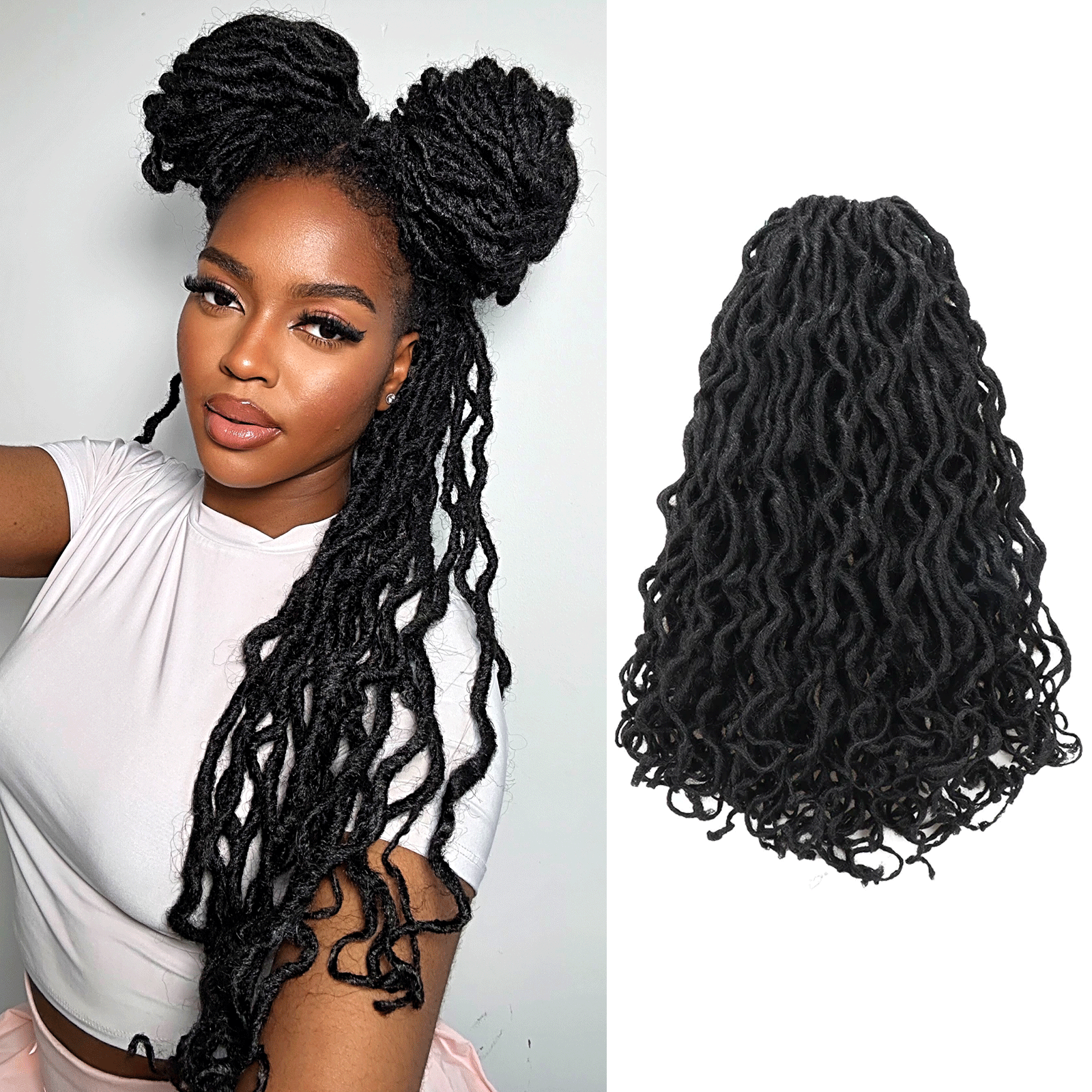 ToyoTress Toceana Curly Locs Crochet Hair - Pre-twisted Distressed Mermaid Crochet Braids Pre-looped Synthetic Braiding Hair Extensions