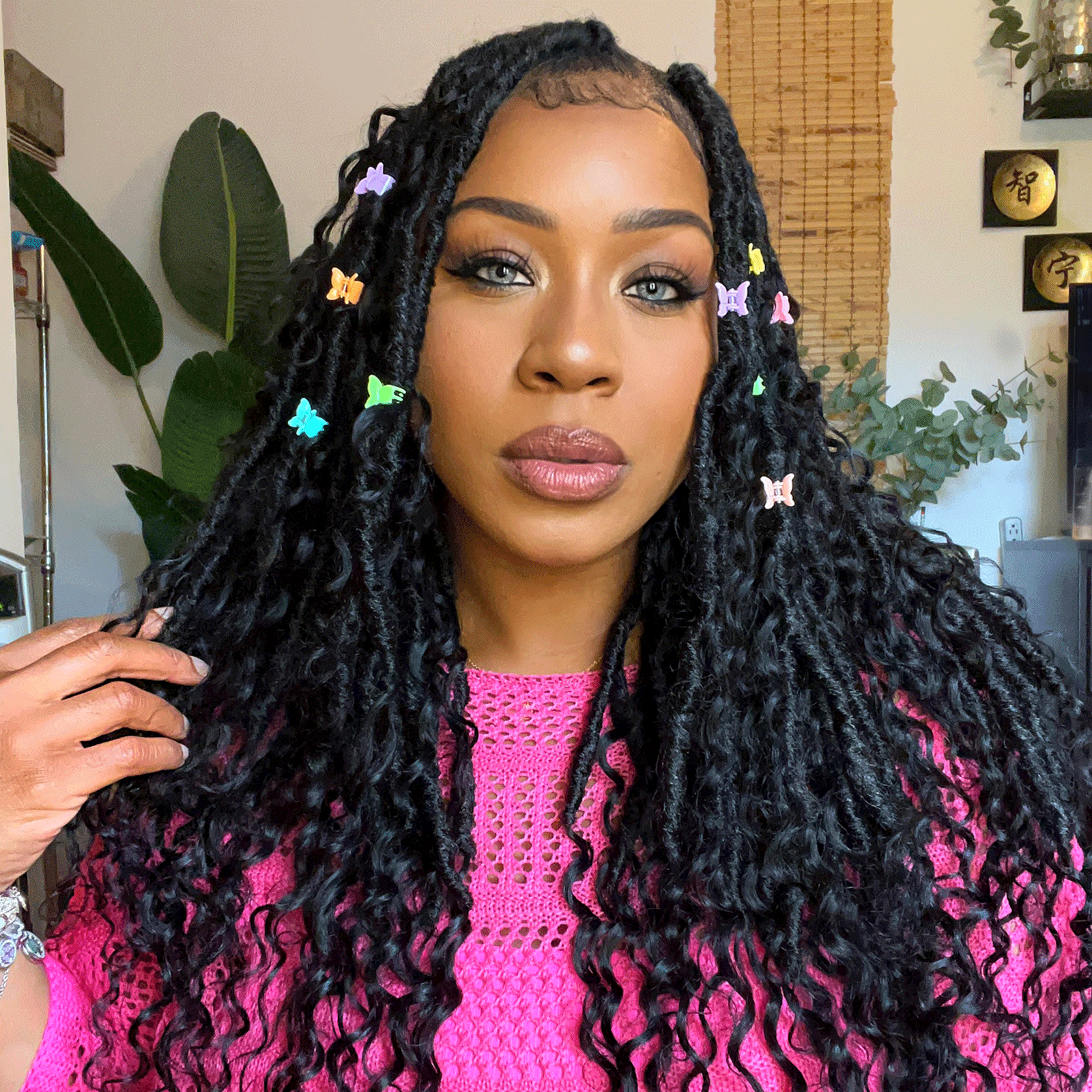 1 Pack HLocs | Toyotress Crochet Boho Locs Braiding Hair With Human Hair Curls Pre Looped Goddess Boho Dreadlocks Curly Full Ends Hair Extensions