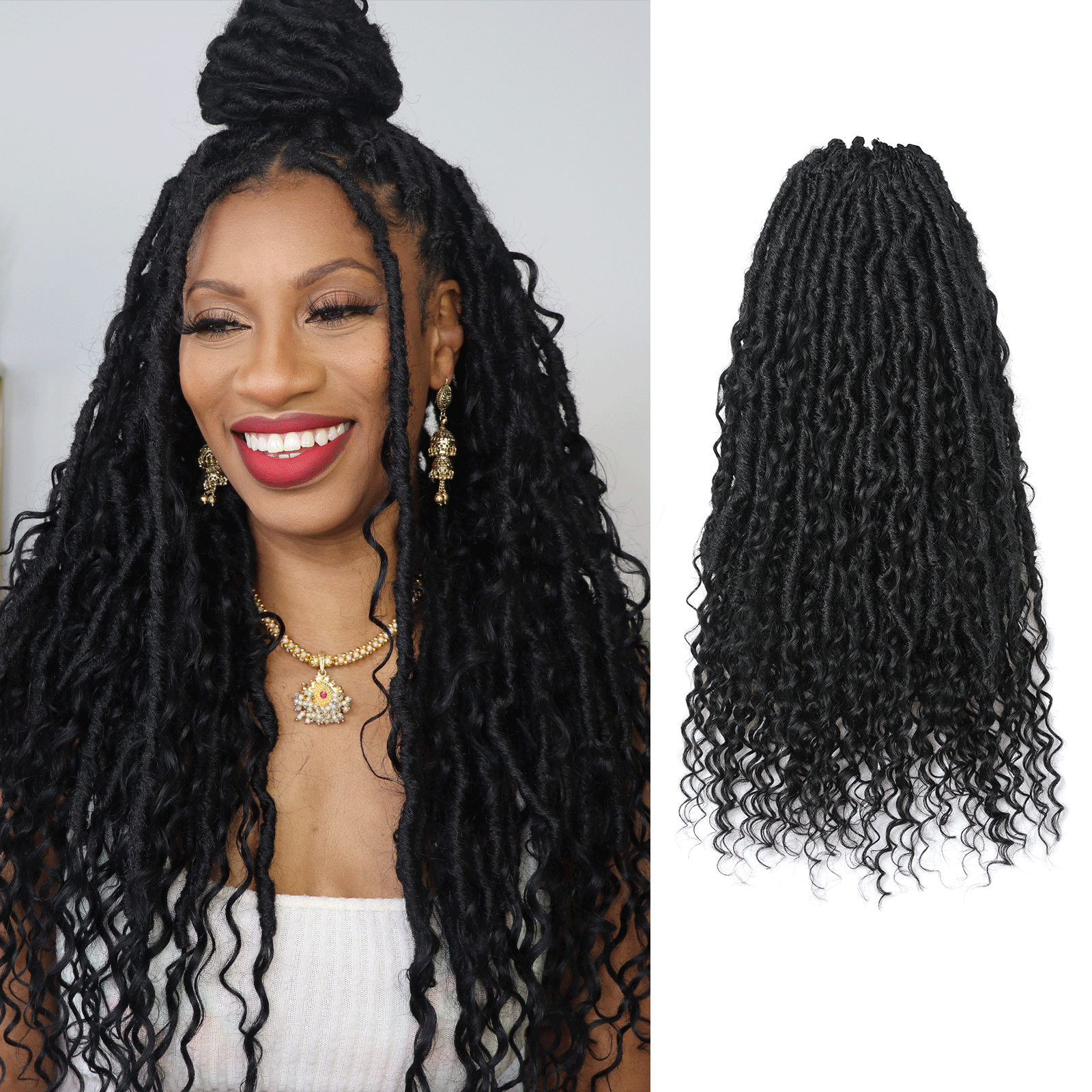 8 Packs HLocs | Toyotress Crochet Boho Locs Braiding Hair With Human H