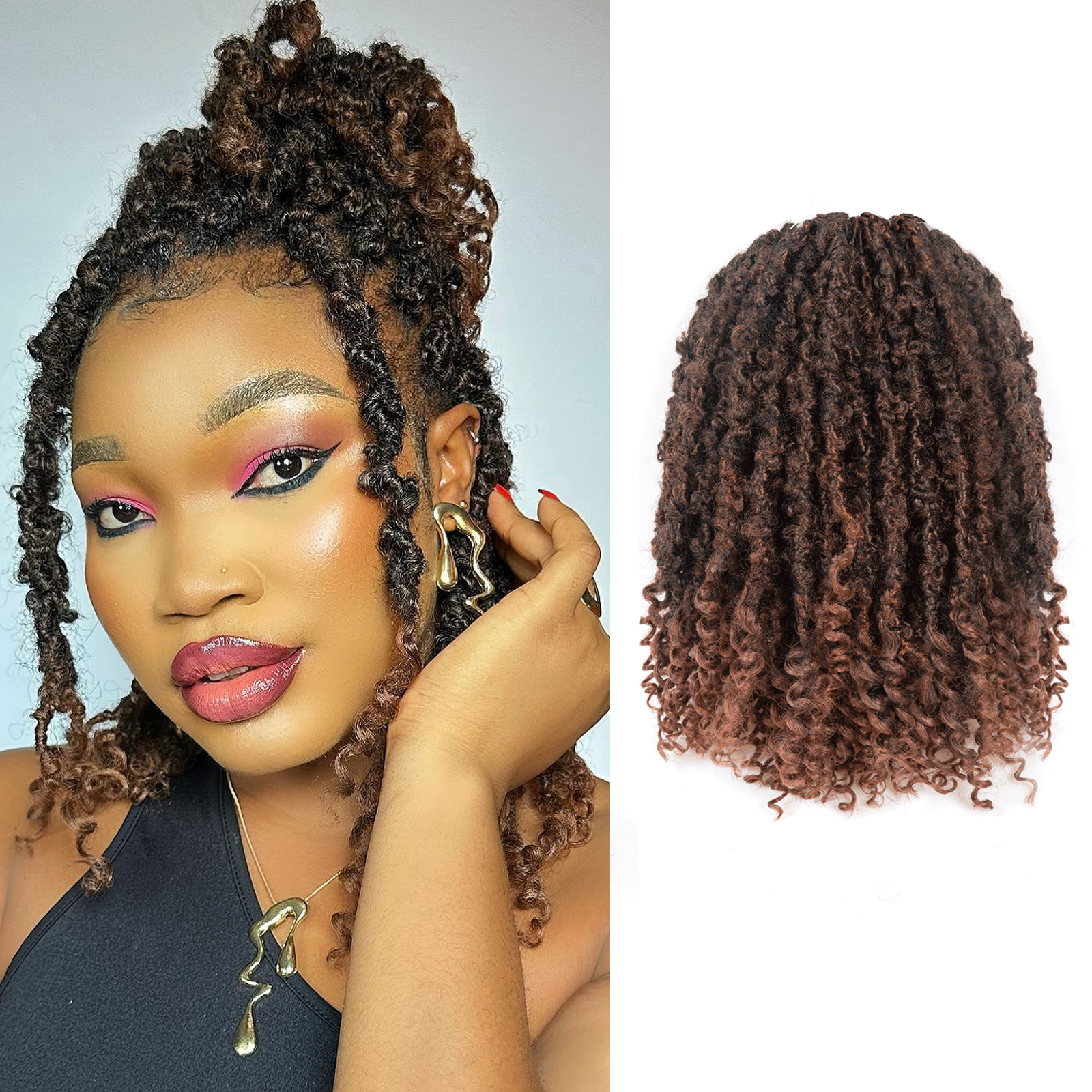 ( US ONLY) FAST SHIPPING BLC | Toyotress Butterfly Locs Crochet Hair With Curly Ends 8 Packs Soft Locs Pre-Looped Butterfly Locs Butterfly Faux Locs Synthetic Hair Extensions