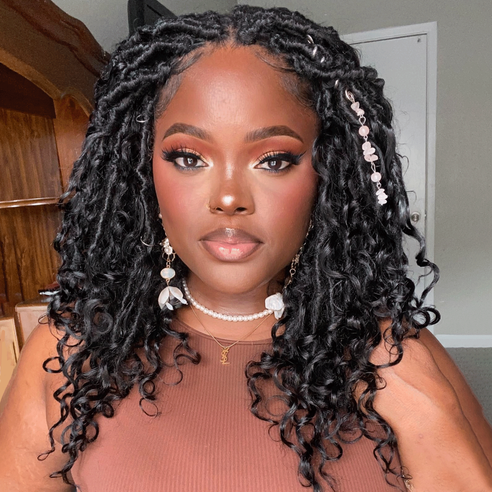 8 Packs Updated | Toyotress Crochet Boho Locs Braiding Hair With Human Hair Curls  Pre Looped Goddess Boho Dreadlocks Curly Full Ends Hair Extensions