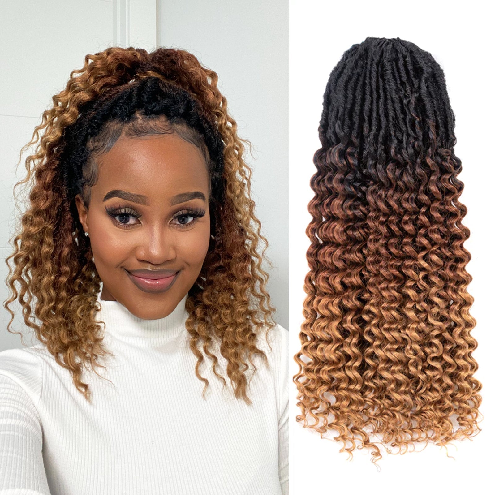 Toyotress Unique Deep Wave Locs 8 Packs | Crochet French Locs With Long Curly Ends Crochet Hair Pre Looped Deep Wave Locs Braiding Hair For Women