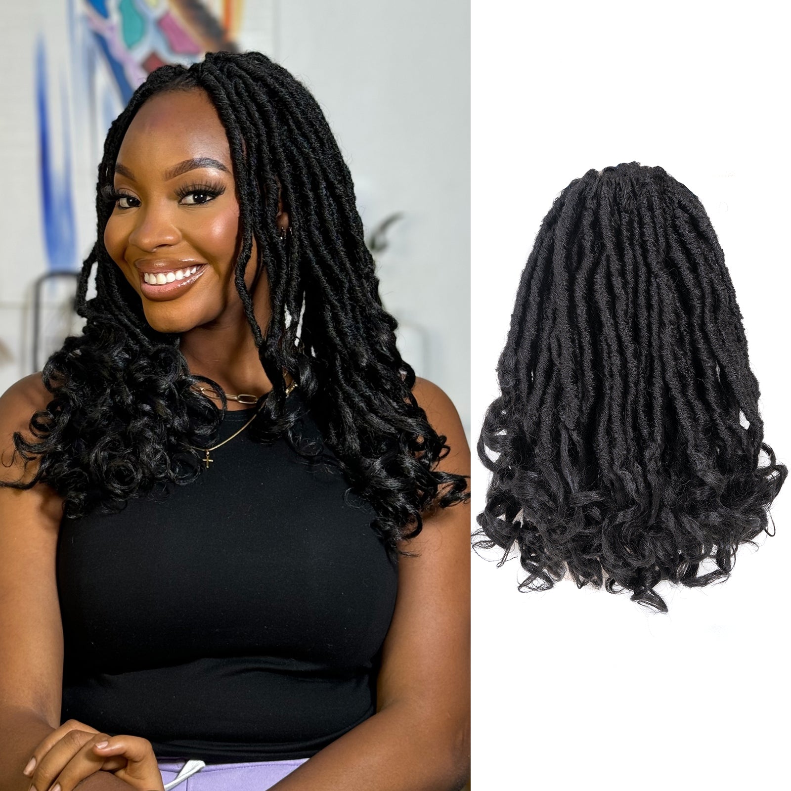 8 Packs Toyotress Unique French Curl Locs Crochet | Crochet French Locs With Curly Ends Crochet Hair Pre Looped French Curl Braiding Hair for Women