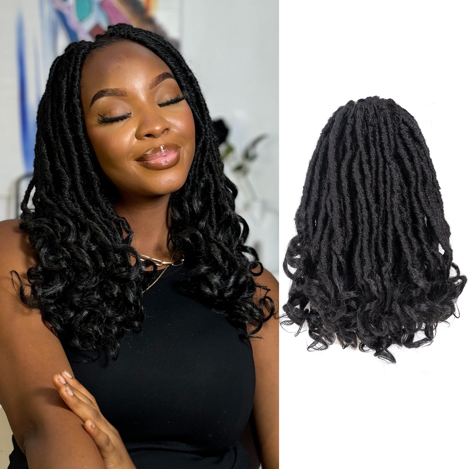 8 Packs Toyotress Unique French Curl Locs Crochet | Crochet French Locs With Curly Ends Crochet Hair Pre Looped French Curl Braiding Hair for Women