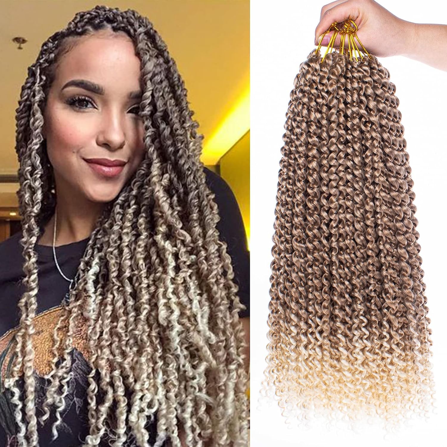 Facebook Group Benefit | TOYOTRESS Water Wave Passion Twist Hair 6/7 Packs - Ombre Orange Water Wave Crochet Braids Synthetic Braiding Hair Extensions