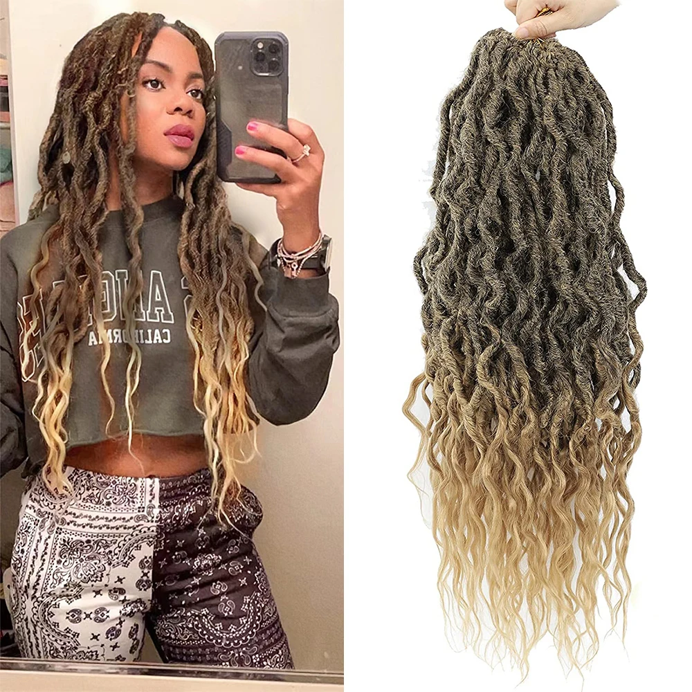 Wavy Locs Crochet Hair 16-24 Inch 8 Packs | Pre-Looped, Handmade Crochet Synthetic Braiding Hair