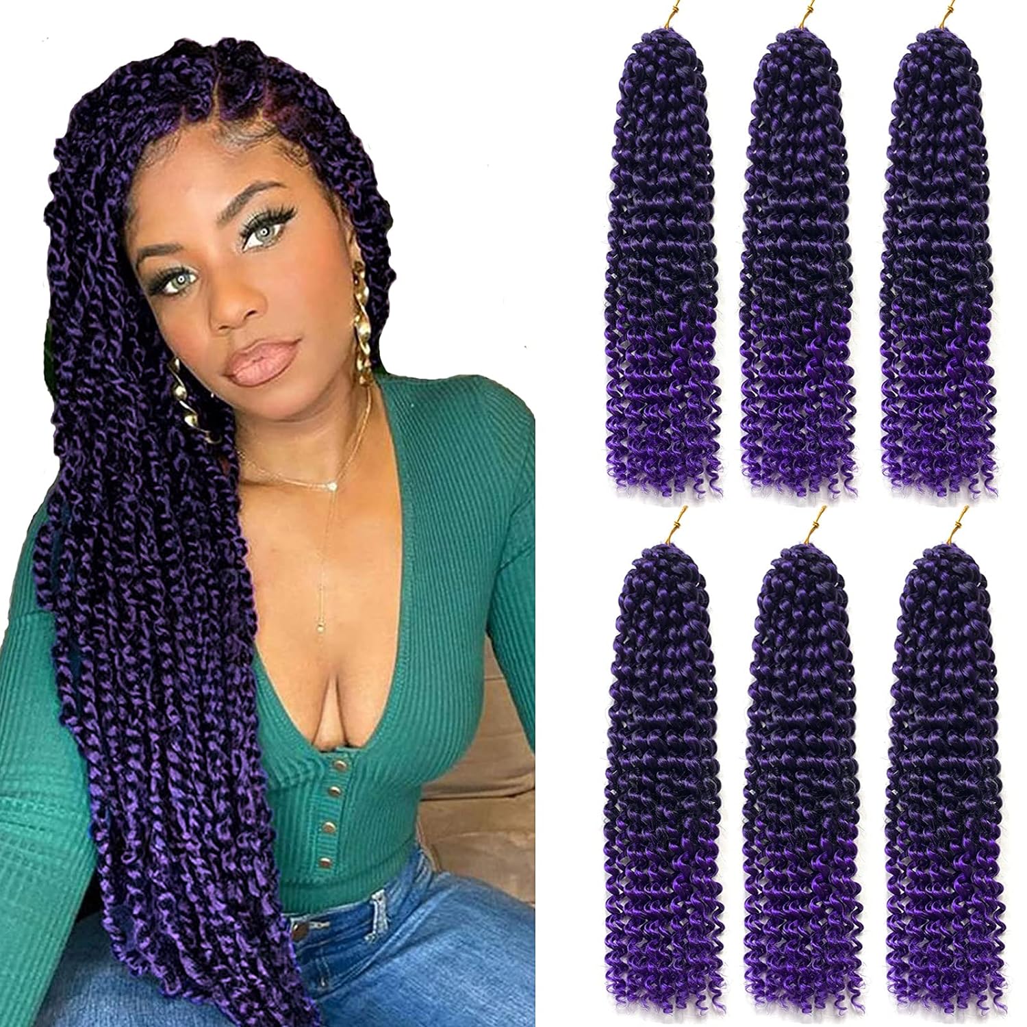 Facebook Group Benefit | TOYOTRESS Water Wave Passion Twist Hair 6/7 Packs - Ombre Orange Water Wave Crochet Braids Synthetic Braiding Hair Extensions