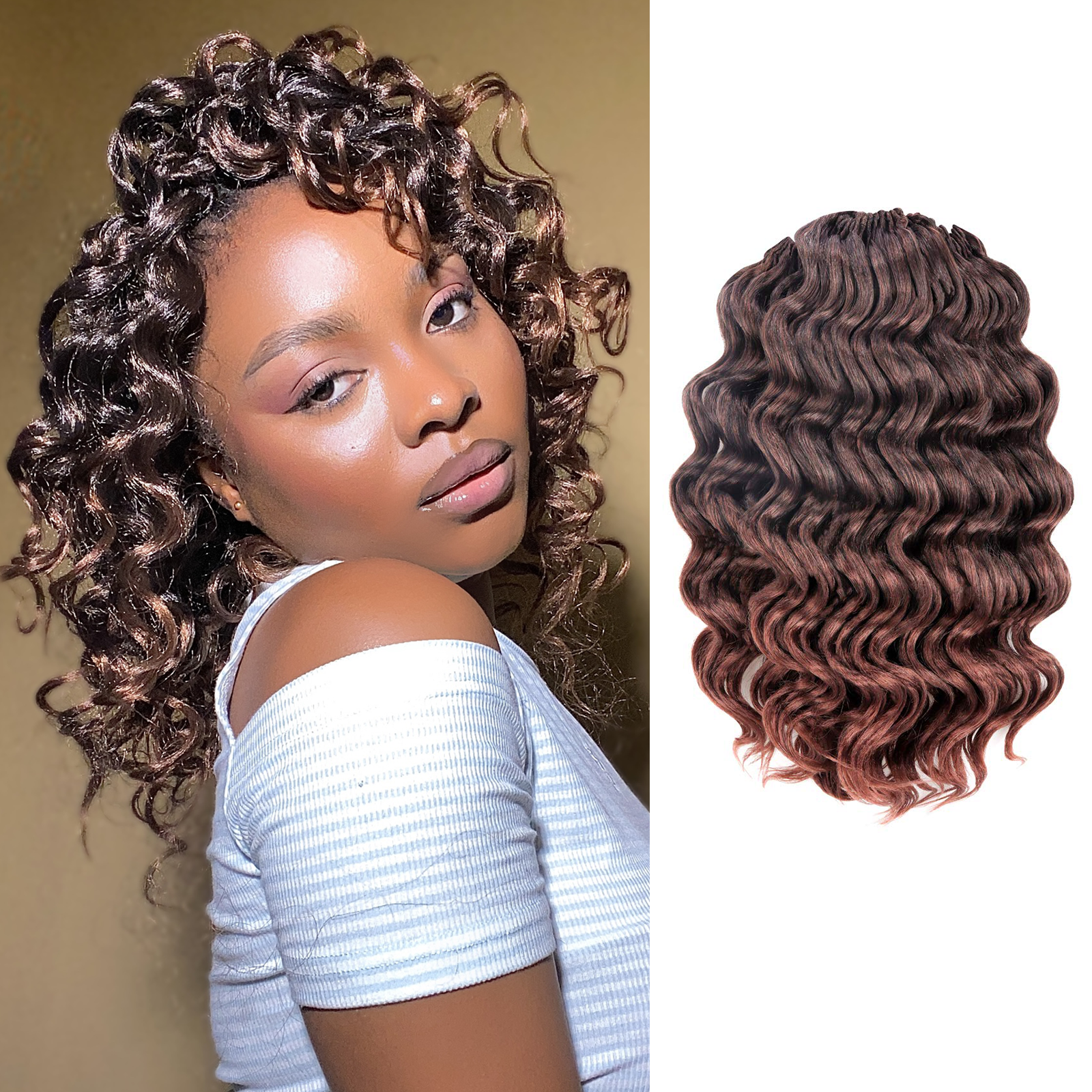 Ocean Wave Crochet Hair 9-16 Inch 1 Pack | Synthetic Wave Curly Hair Extensions