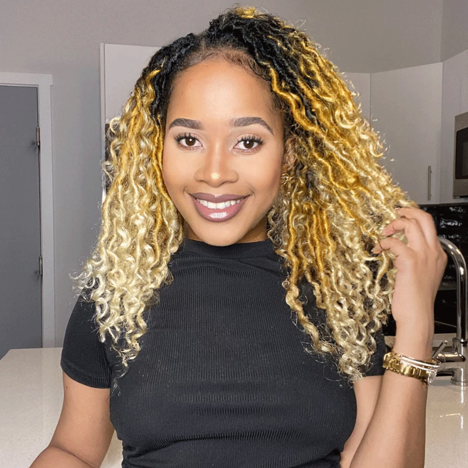 Toceana Goddess Locs Crochet Hair Faux Locs Crochet Braids Curly Ends Synthetic Braiding Hair Extensions