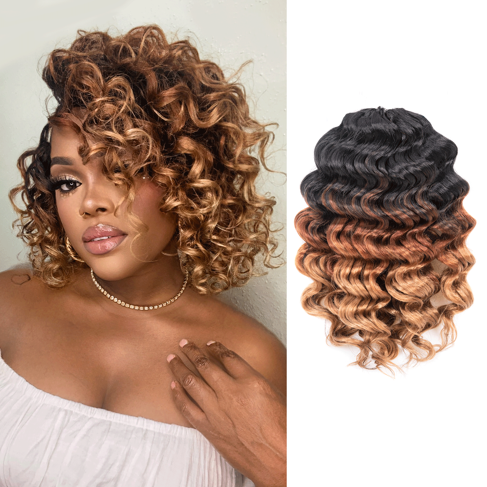 Ocean Wave Crochet Hair 9-16 Inch 8 Packs | Synthetic Wave Curly Hair Extensions