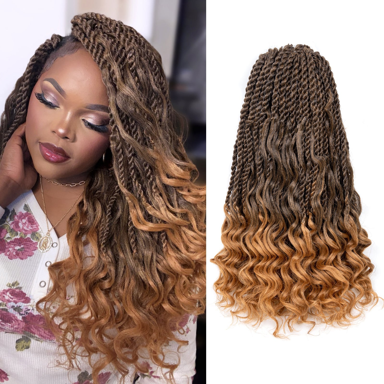 ( US ONLY) FAST SHIPPING ISLAND TWIST | ToyoTress Boho Island Twist Crochet Hair - 8 Packs Short Bob Ombre Brown Boho Havana Twist Crochet Braids Synthetic Braiding Hair