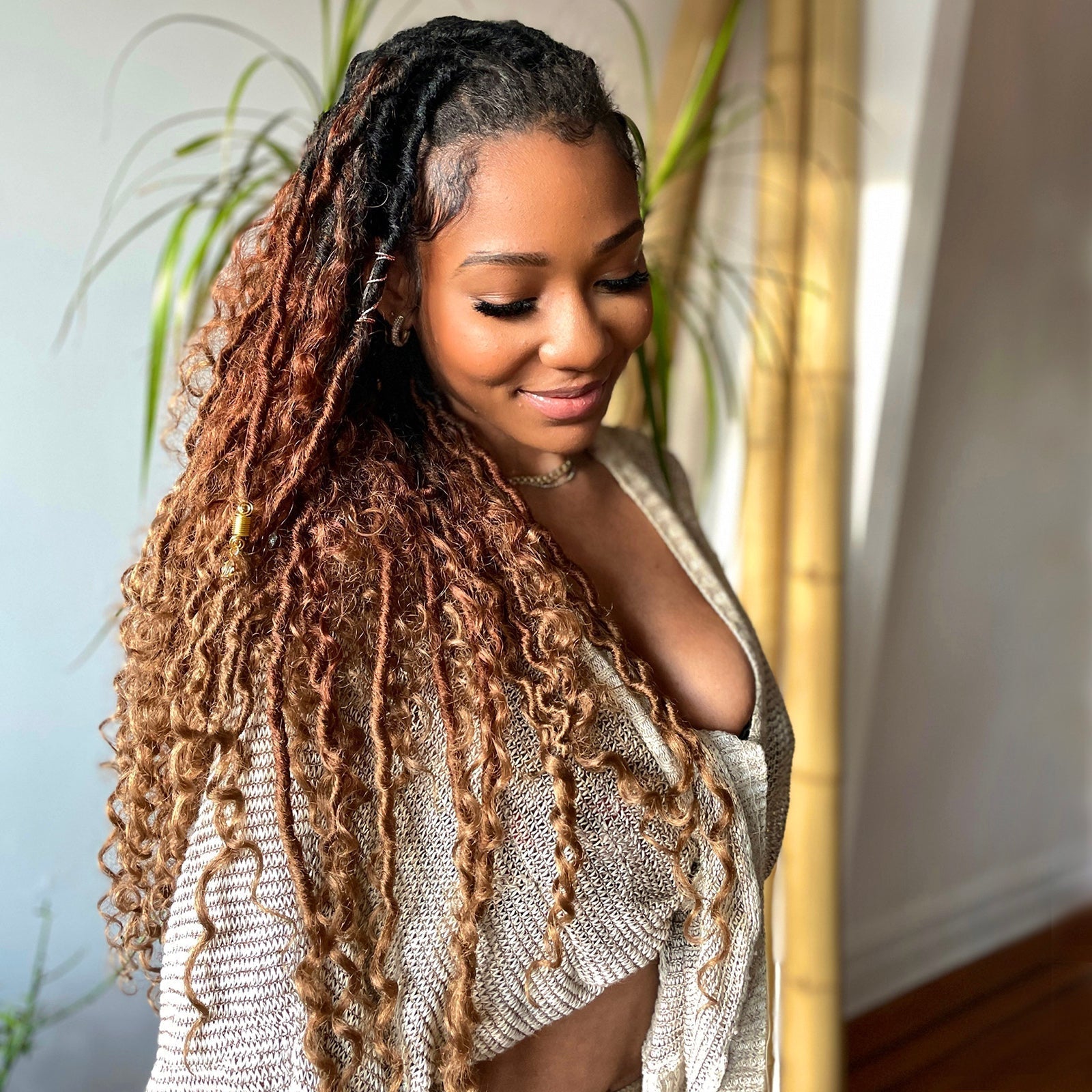 Toceana Goddess Locs Crochet Hair Faux Locs Crochet Braids Curly Ends Synthetic Braiding Hair Extensions