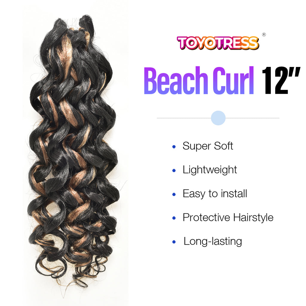 Beach Curl Crochet Hair 12  CoCo Curl Jamaican Bounce Wavy Curly Pre –  Toyotress