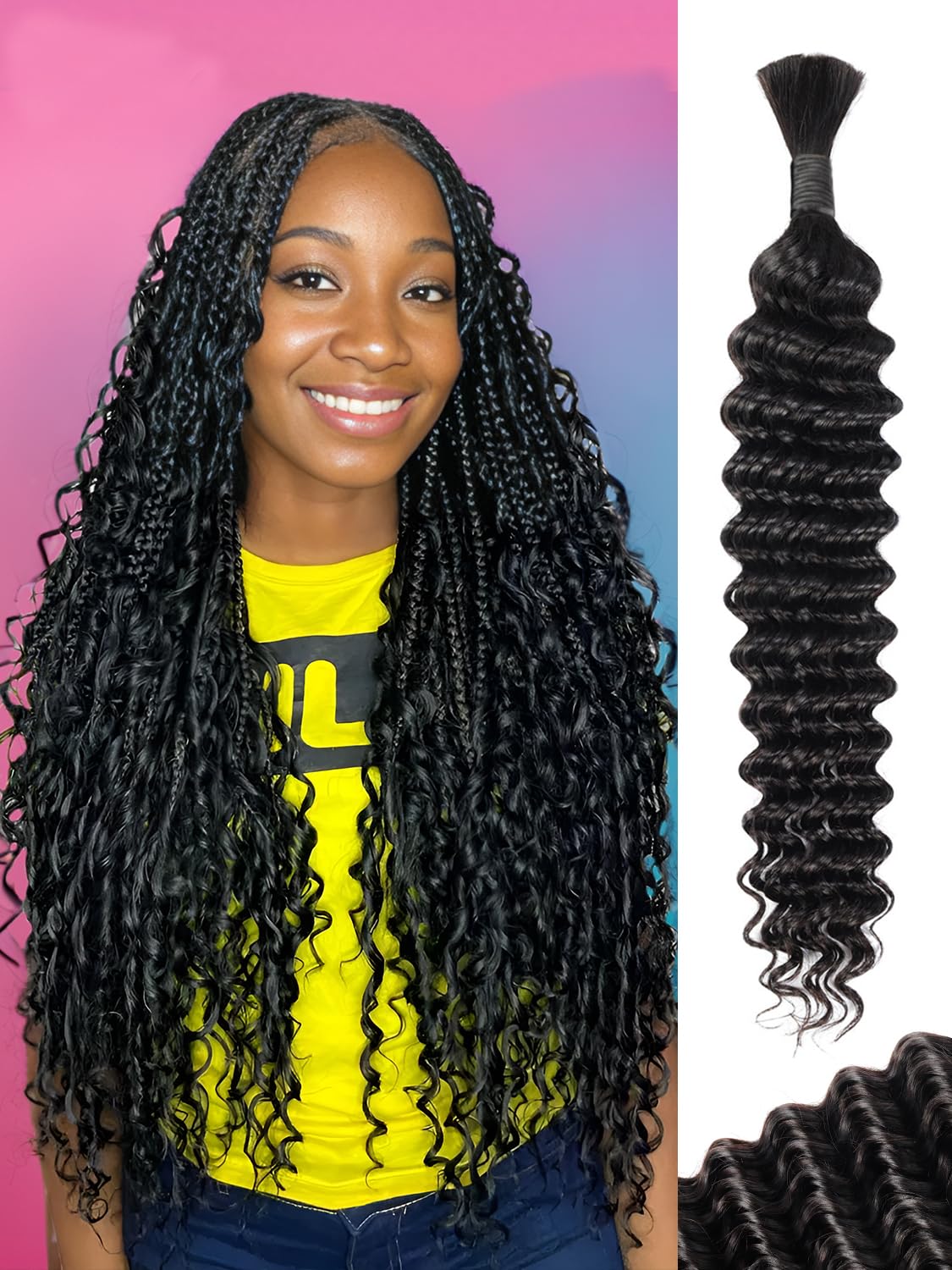 Human Braiding Hair 100g One Bundle/Pack 20 Inch Natural Black Curly Human  Hair for Braiding No Weft 100% Unprocessed Brazilian Remy Human Hair for