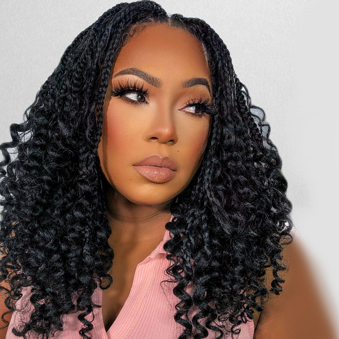 Bohemian Ombre Box Braids With Curly Ends Synthetic Wave Braided
